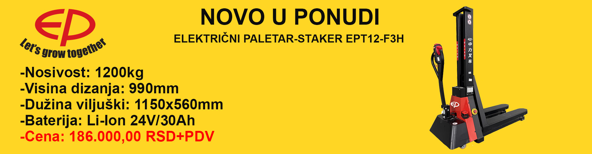 Električni paletar staker – EPT12 F3H